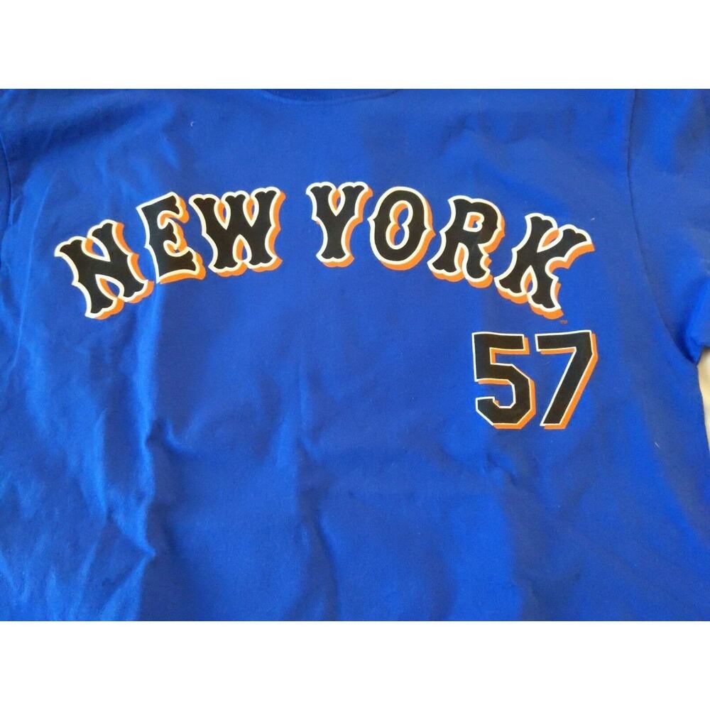 Mens MLB Major League SANTANA 57 Size Med Blue New York Tshirt